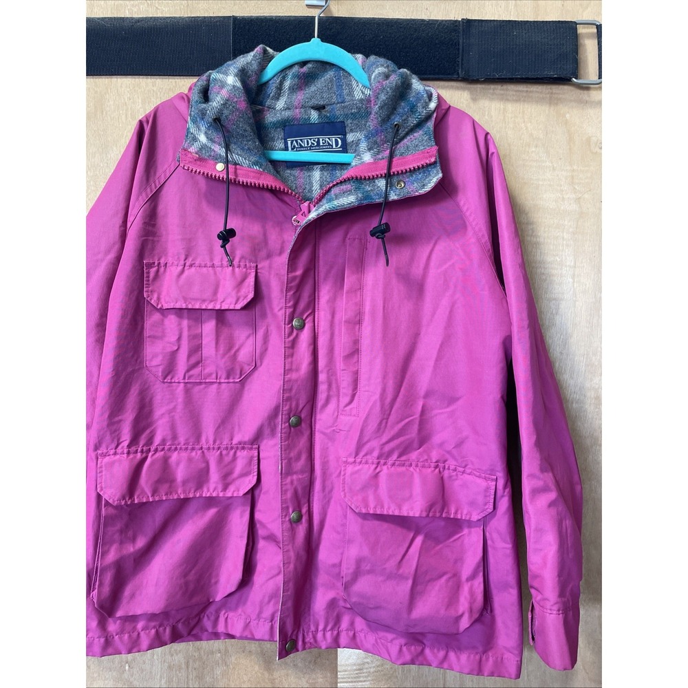 Lands' End Women's‎ Jacket with Plaid Lining Made In USA VTG 90s See Measurement